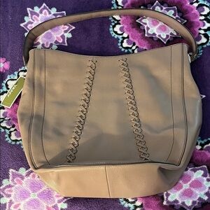 orYANY Tan Shoulder Bag with Stitch Detail NWT